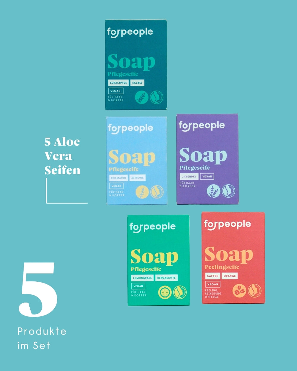 5er Bio-Seifen Set mit Aloe Vera - verschiedene Düfte