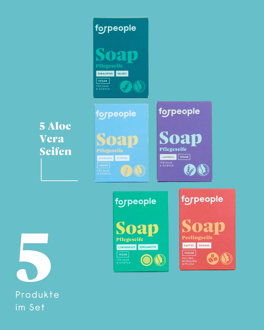 5er Bio-Seifen Set mit Aloe Vera - verschiedene Düfte