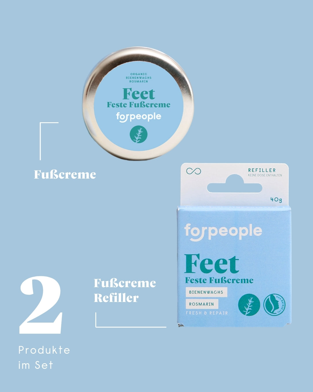 Feste Fußcreme im Set - Rosmarin & Salbei