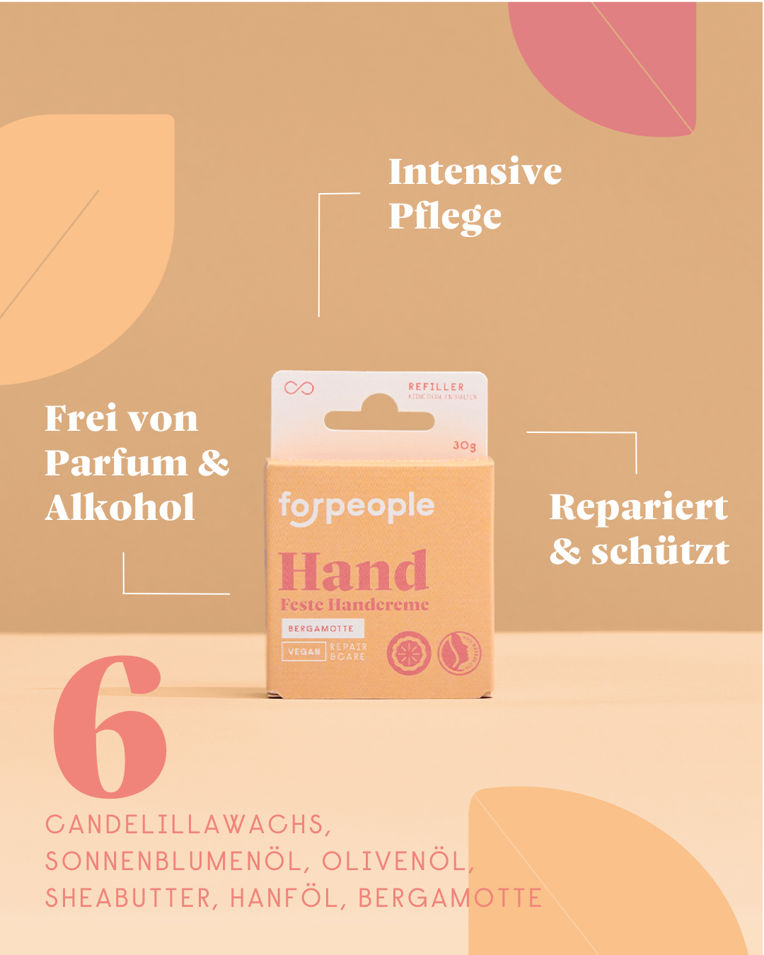 Feste vegane Handcreme Refiller - Bergamotte