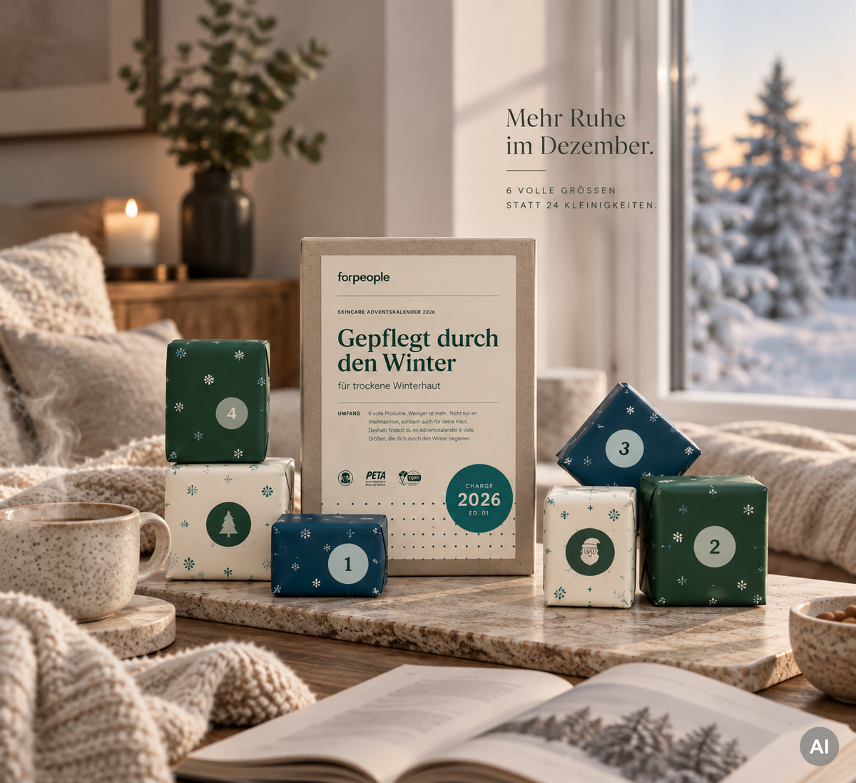 forpeople Skincare Adventskalender 2026 – Mehr Ruhe im Dezember: 6 volle Größen statt 24 Kleinigkeiten