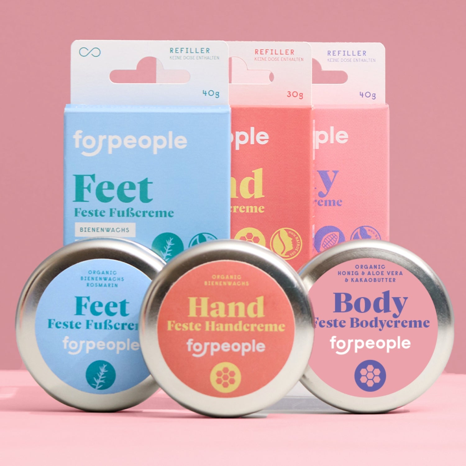 Feste Pflege Set – Handcreme, Fußcreme & Körperbutter + 3 Refills