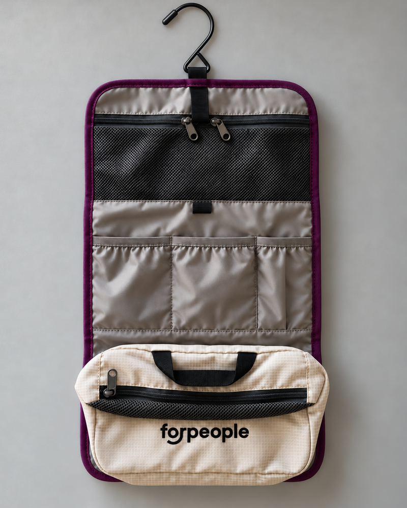 Kulturtasche zum Aufhängen – mit abnehmbarer Mini-Pouch – leer