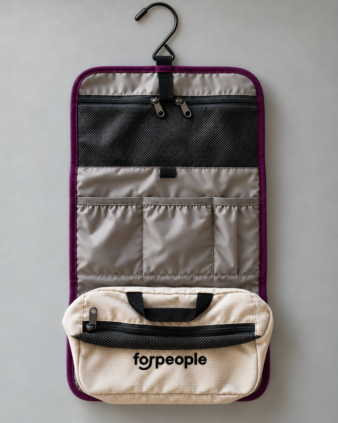 Kulturtasche zum Aufhängen – mit abnehmbarer Mini-Pouch