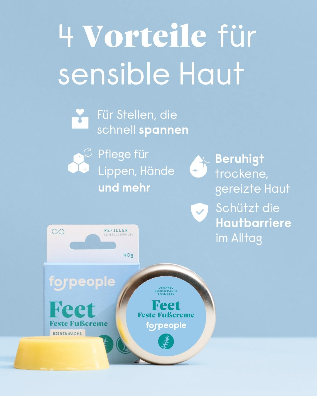 forpeople Fußpflege Set – 2x Fußcreme für trockene Füße mit Rosmarin – Produktset Ansicht 3