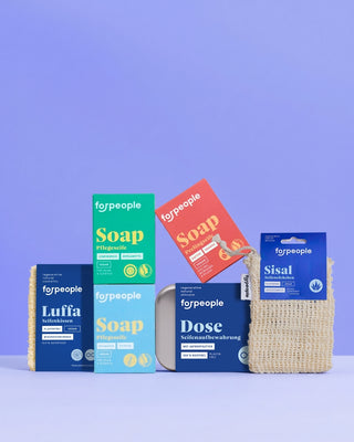 Seifendose Set für unterwegs - 3 Seifen + Dose + Zubehör