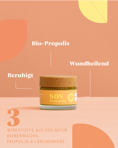 forpeople Bienensalbe Lärche & Mandarine im Glastiegel – Detailansicht