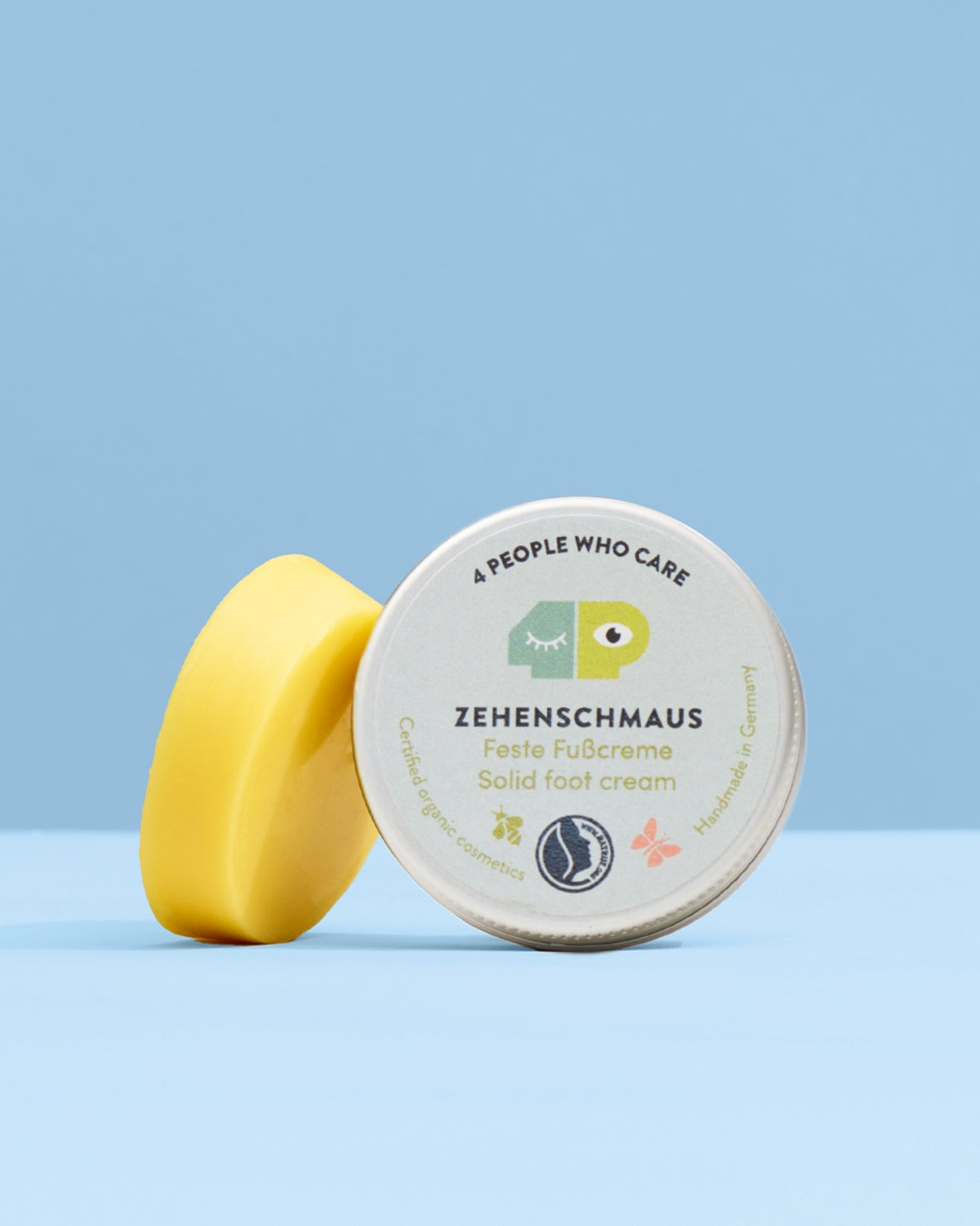 Solid foot cream with organic beeswax in a can - natural cosmetics with rosemary & eucalyptus scent (40g)