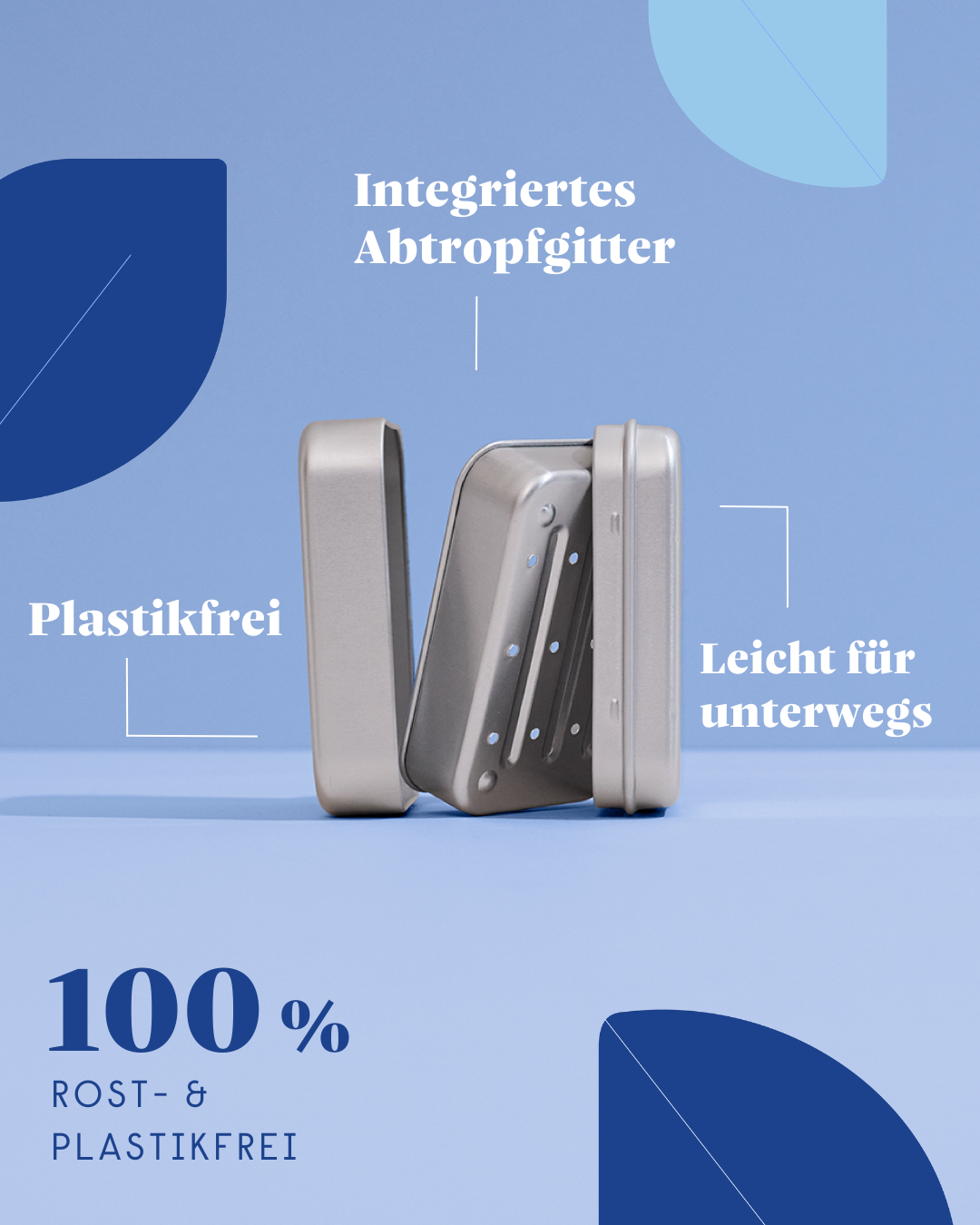 forpeople Aluminium-Seifendose mit Abtropfgitter – Detailansicht
