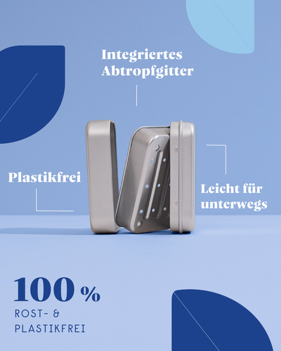 forpeople Aluminium-Seifendose mit Abtropfgitter – Detailansicht