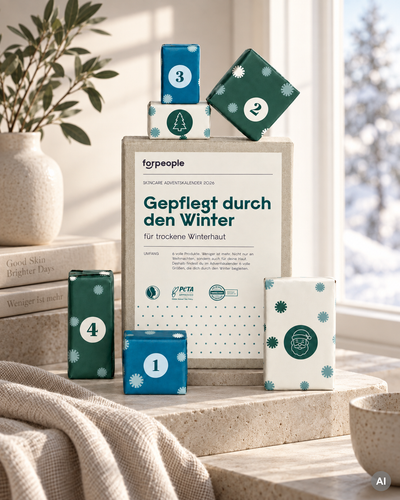 forpeople Skincare Adventskalender 2026 – Kalender und Päckchen im Wohnzimmer