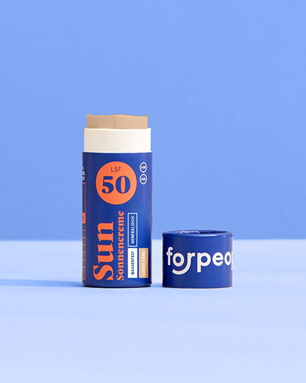 forpeople Feste Sonnencreme LSF50 Mini - Farbe LIGHT SAND – Produktfoto
