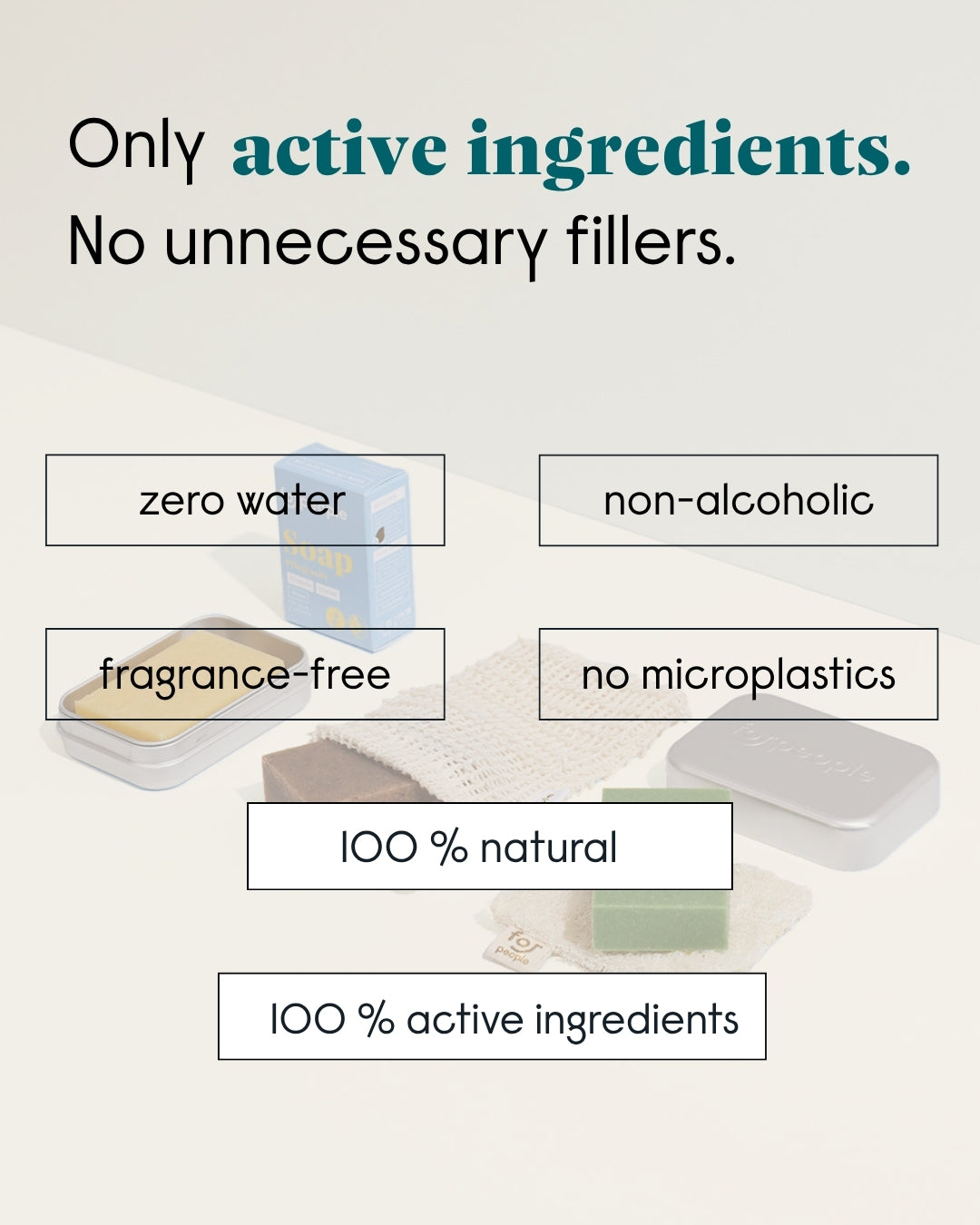 forpeople – only active ingredients, no unnecessary fillers: zero water, non-alcoholic, fragrance-free, no microplastics