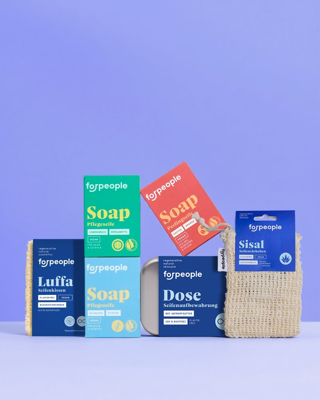 Seifendose Set für unterwegs - 3 Seifen + Dose + Zubehör