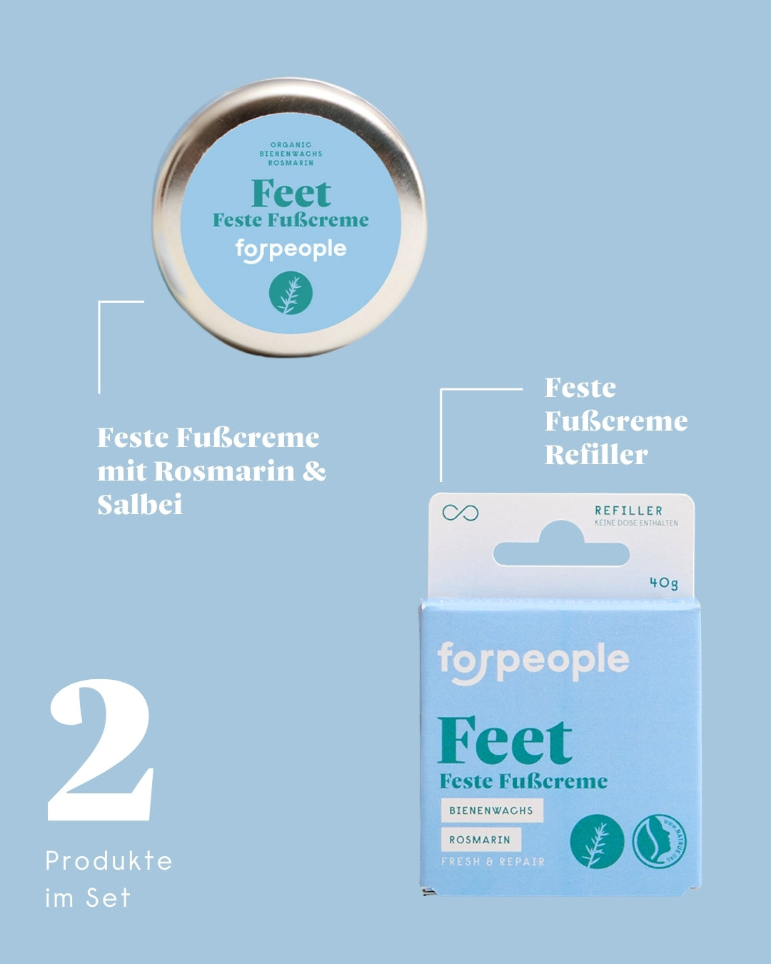 Feste Fußcreme im Set - Rosmarin & Salbei