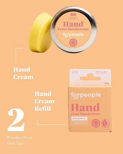 forpeople vegan hand care set with bergamot – 2 products in this set: hand cream and refill