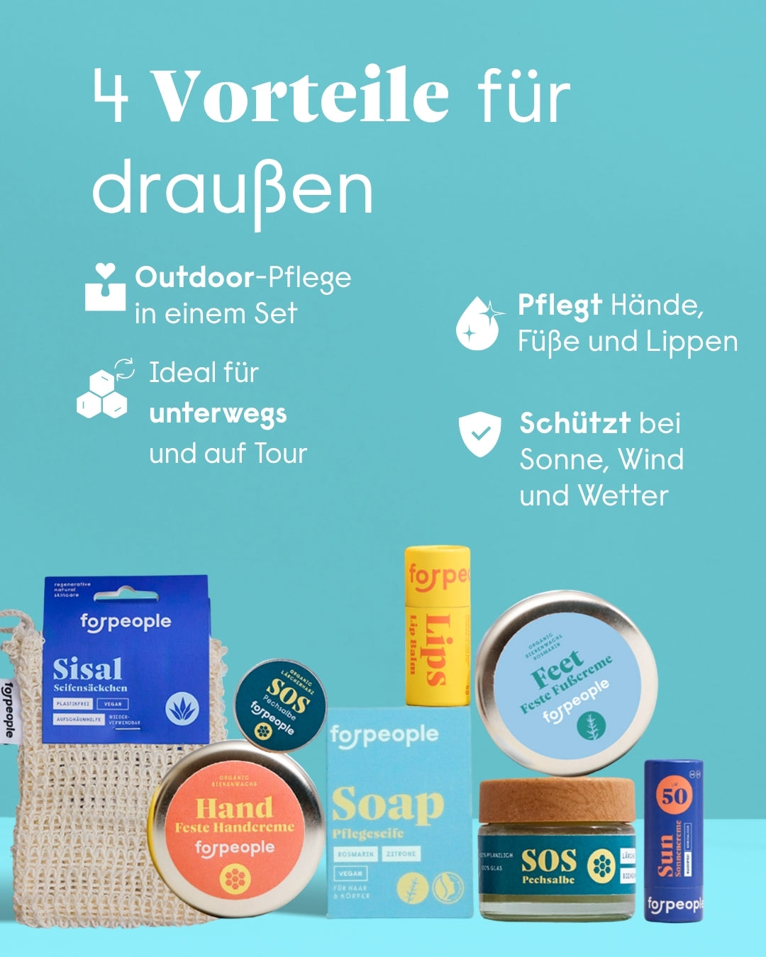 forpeople Outdoor Set – Schutz & Pflege für unterwegs – Anwendung